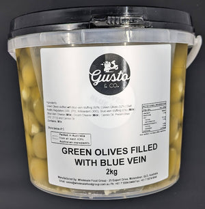 Gusto & Co. Green Olives Filled with Blue Vein 2kg  C4