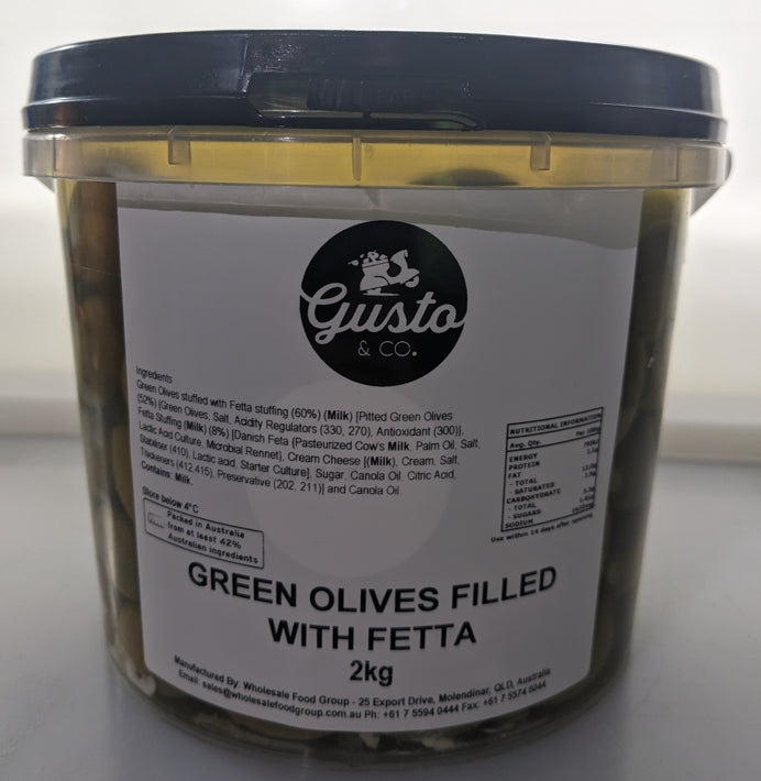 Gusto & Co. Green Olives Filled with Fetta 2kg C4