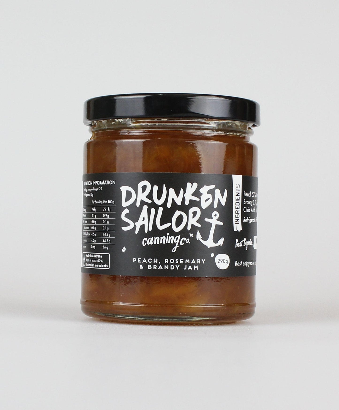 Drunken Sailor Peach, Rosemary & Brandy Jam 290g C6