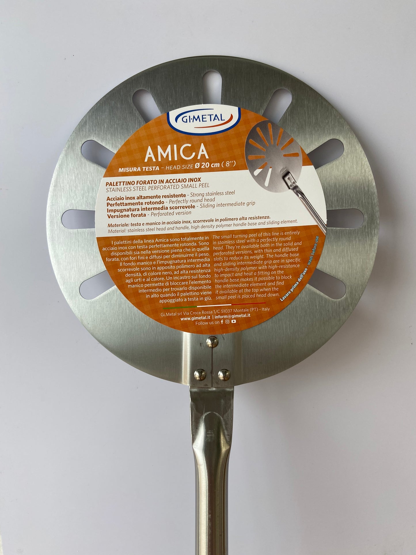 GI.Metal Peel Round Perforeted 20cm